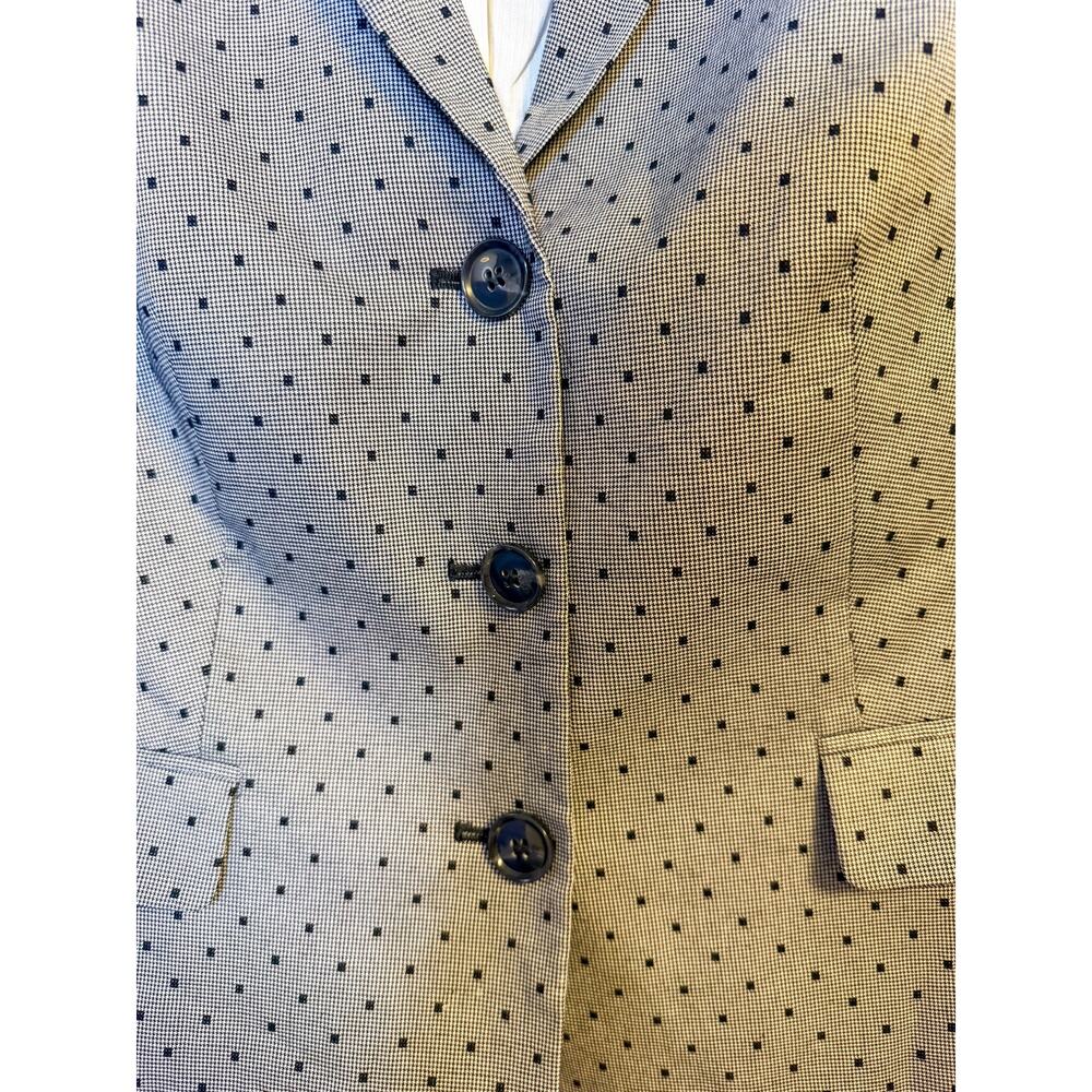 Talbots Sz 10 Black White Dot Houndstooth Blazer - Picture 4 of 10